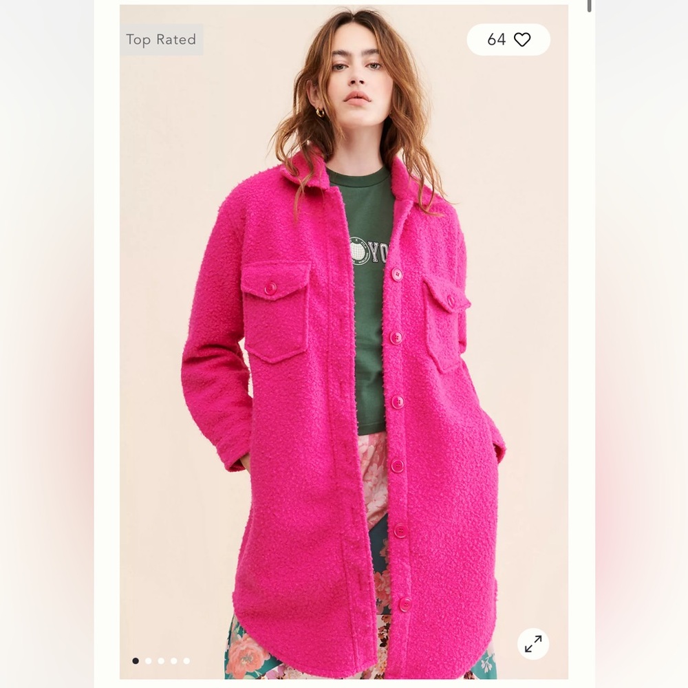 RD Style NWOT Pink Bouclé Shirt Jacket Size XS